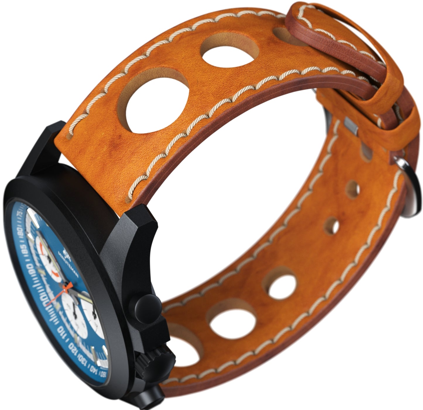 Minuteman Parker Chronograph Wristwatch Blue Dial DLC