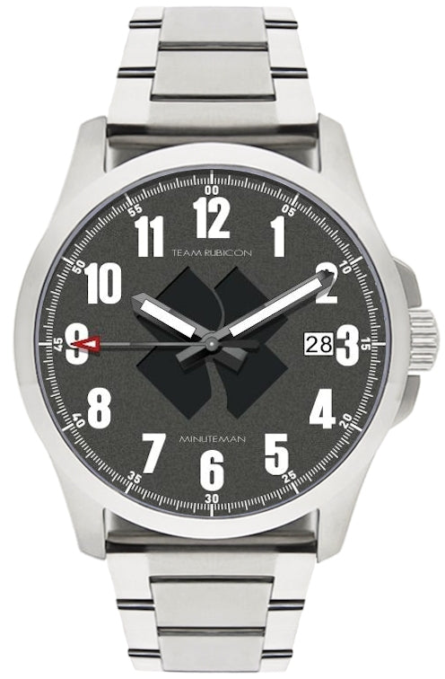 Minuteman Team Rubicon Brushed Bracelet Black Logo USA assembled wristwatch