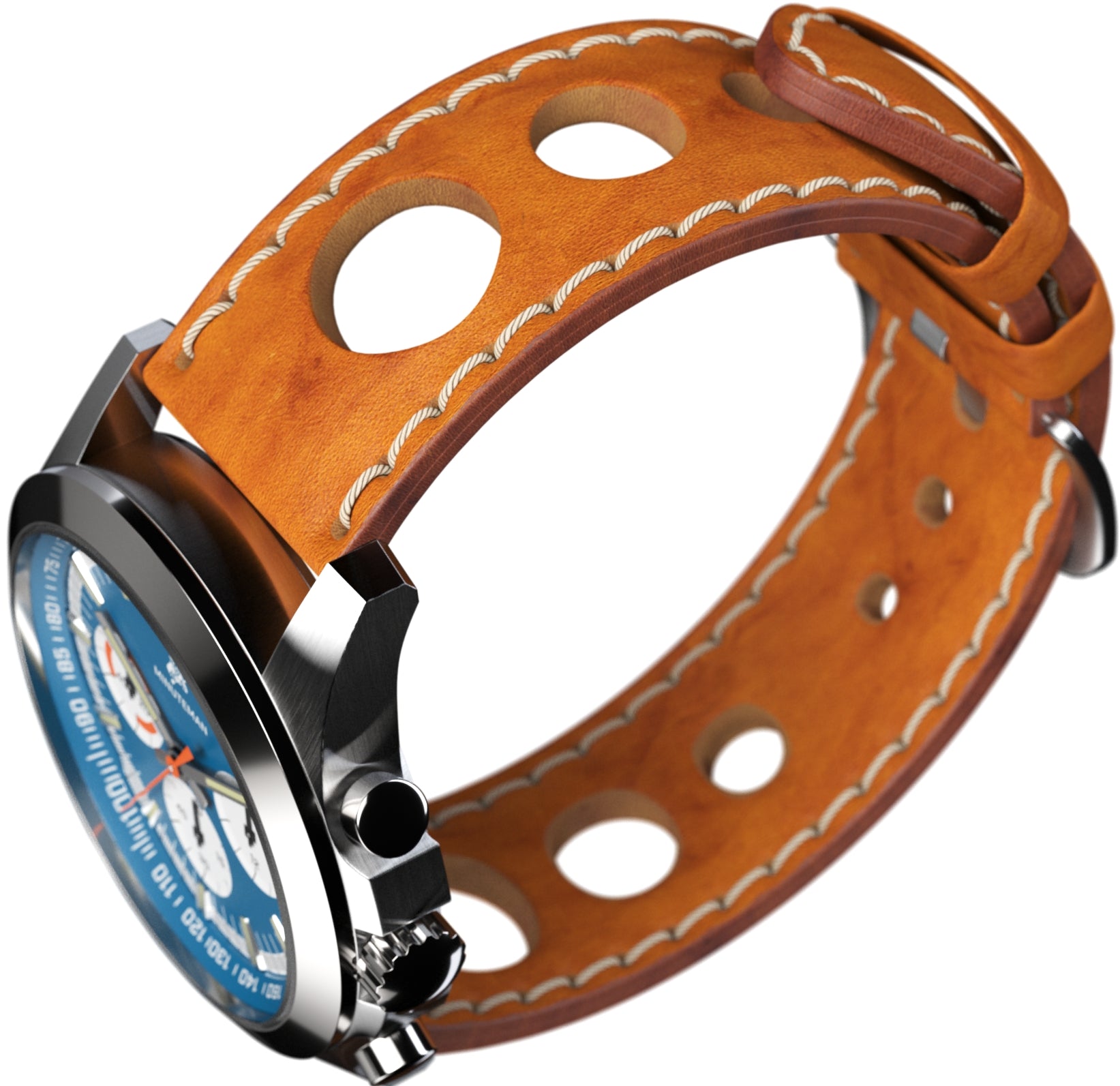 Minuteman Parker Chronograph Wristwatch Blue Dial Brushed