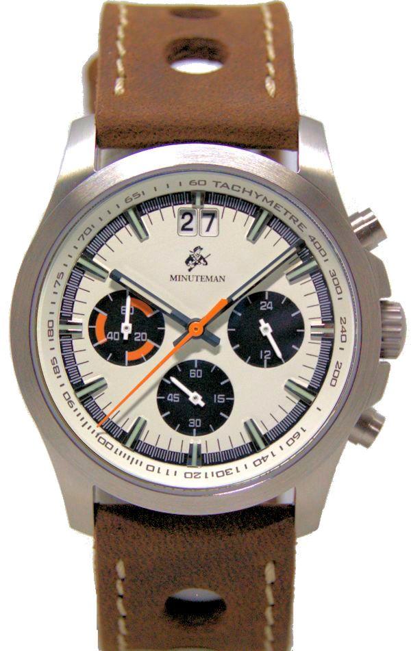 Minuteman Parker Chronograph Panda Dial Wristwatch Brushed