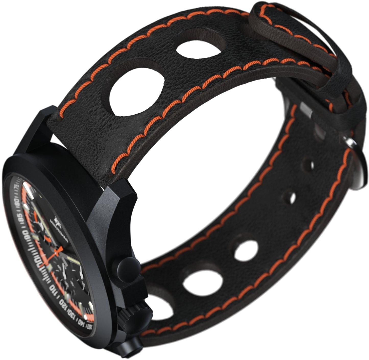 Minuteman Parker Chronograph Wristwatch Black/Orange Dial DLC