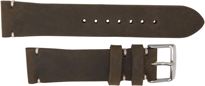Italian Made 22mm Tapered Nubuck Leather Watch Strap Dark Brown