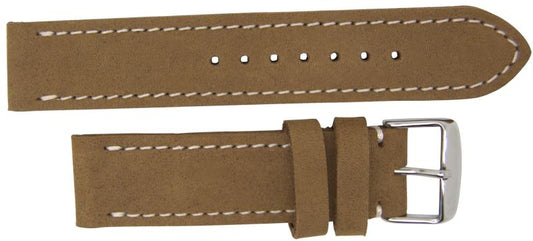 Italian Made Nubuck Leather Watch Strap Light Brown 22mm