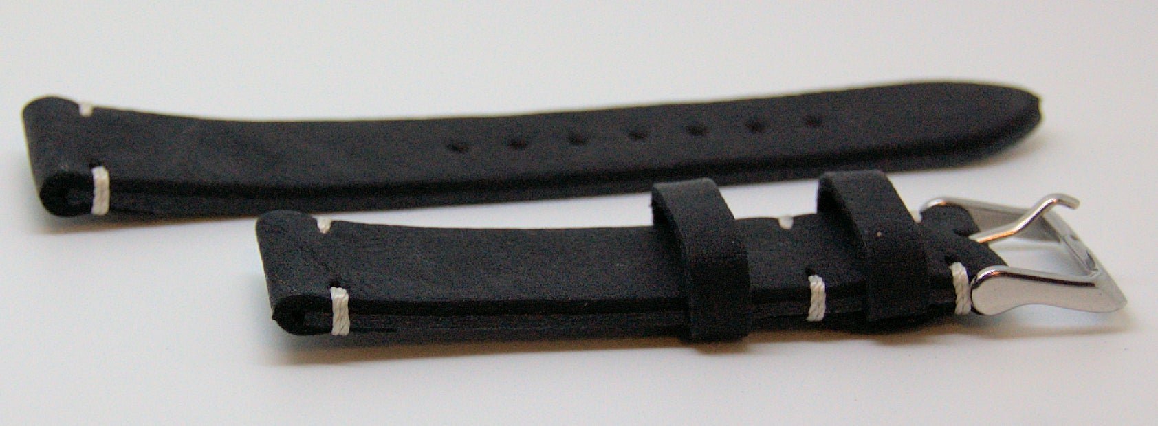 Italian Made 22mm Tapered Nubuck Leather Watch Strap Black