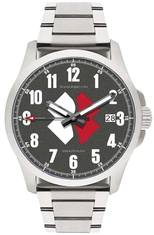 Minuteman Team Rubicon Brushed Bracelet White/Red Logo USA assembled wristwatch